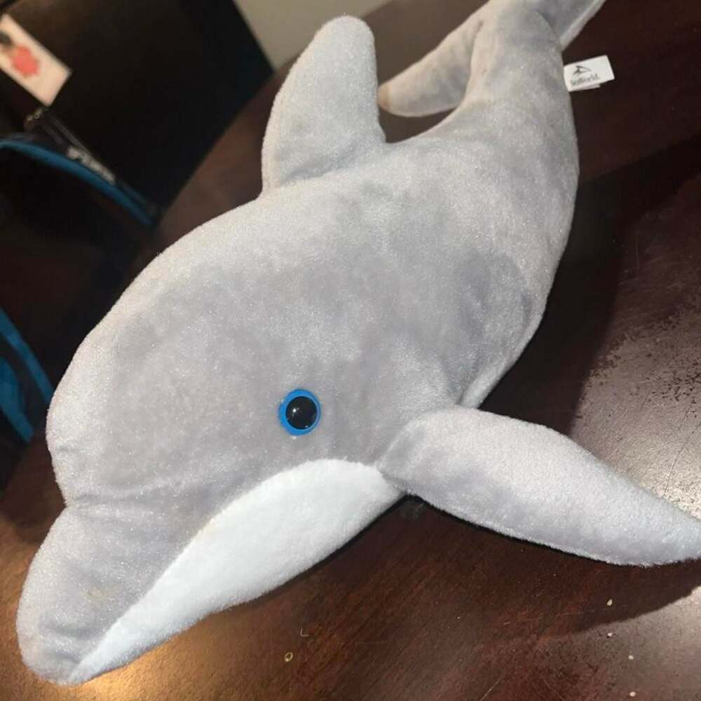 SeaWorld Bottlenose Dolphin Plush 18 inch Stuffed Animal Grey White 2017